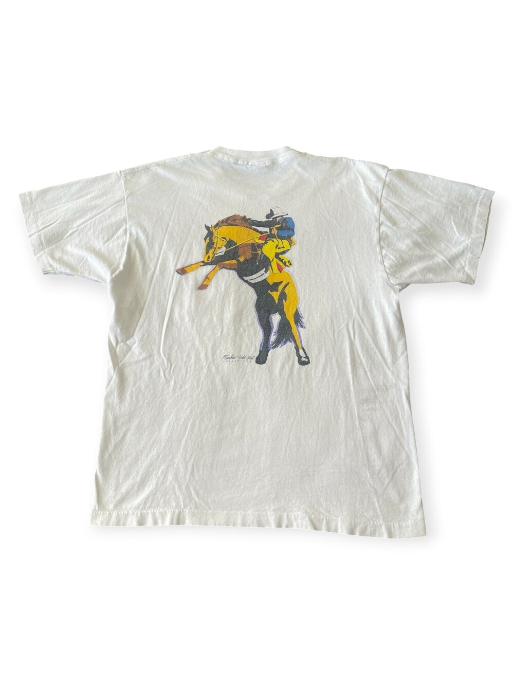 Vintage 90s Marlboro Wild West Collection Cowboy White Tee Size XL